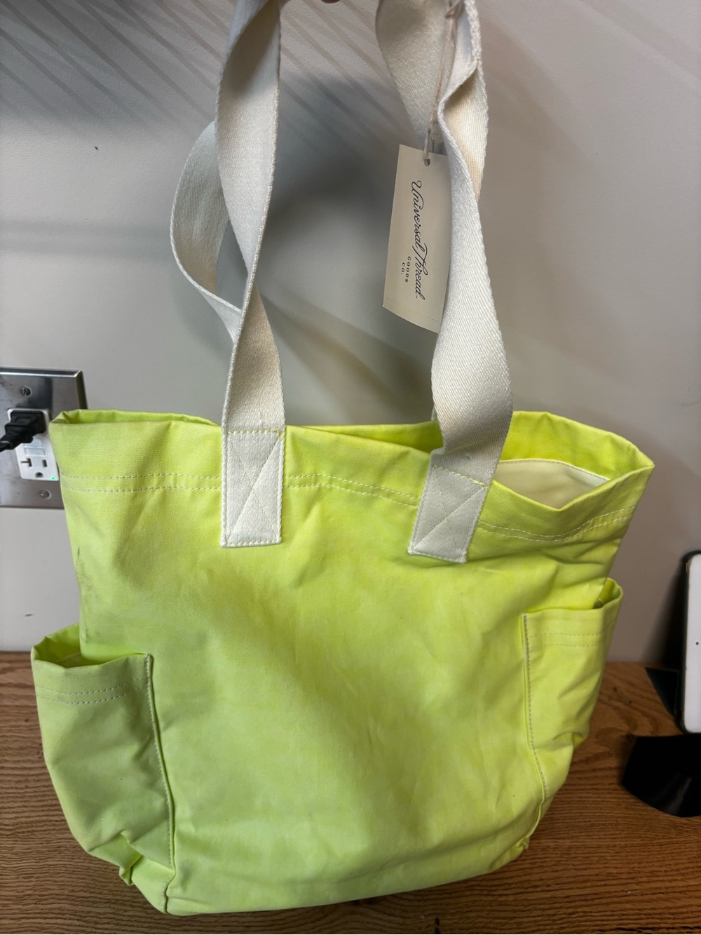 Vineyard Vines Neon Yellow Canvas Tote with Cream Straps